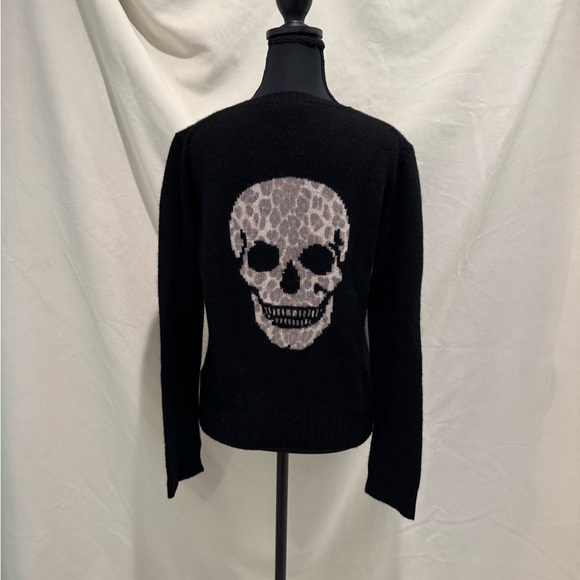 Skull Cashmere Sweaters - Skull Cashmere Black Sweater with Skull Tan Camouflage Design On Back